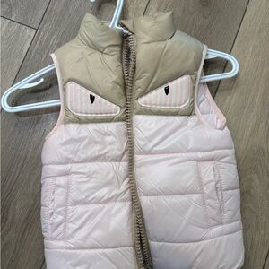 Fendi Kids' Beige and Pink Puffer Vest